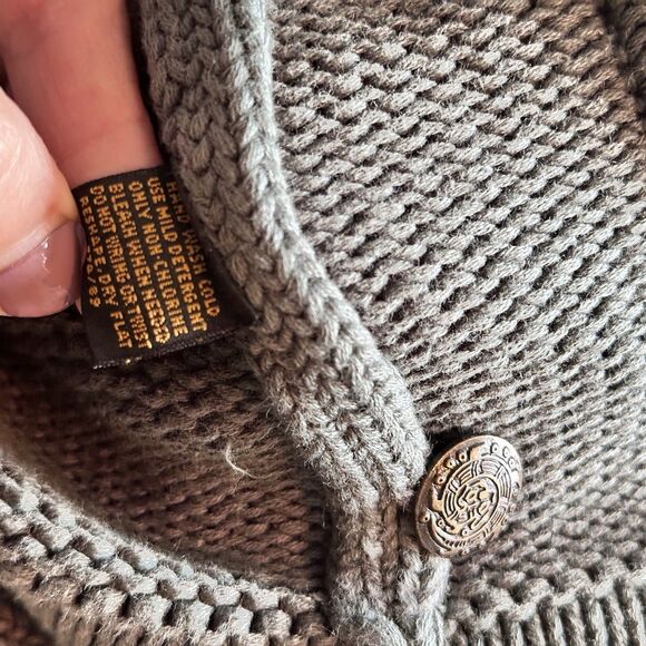 VTG Eddie Bauer Cardigan Sweater Women M Aztec Navajo Southwestern Green Pockets - Picture 10 of 11